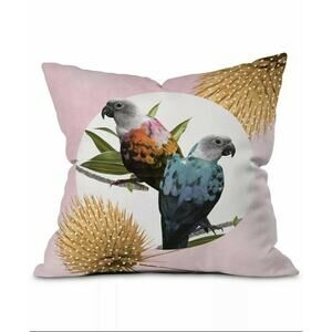 Deny Design Jolly Parrots 16" X 16" Throw Pillow Pink Multi Square Tropical Bird